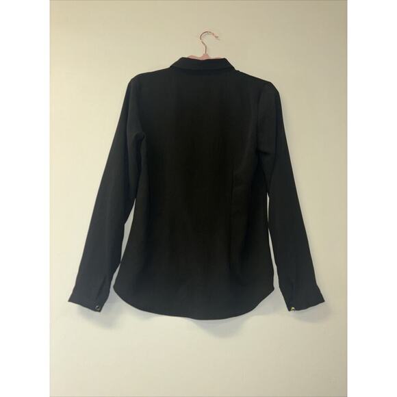 H and M Black Classy Blouse Long‎ Sleeve Womens Sz Sm Professional Business Work - Picture 8 of 10